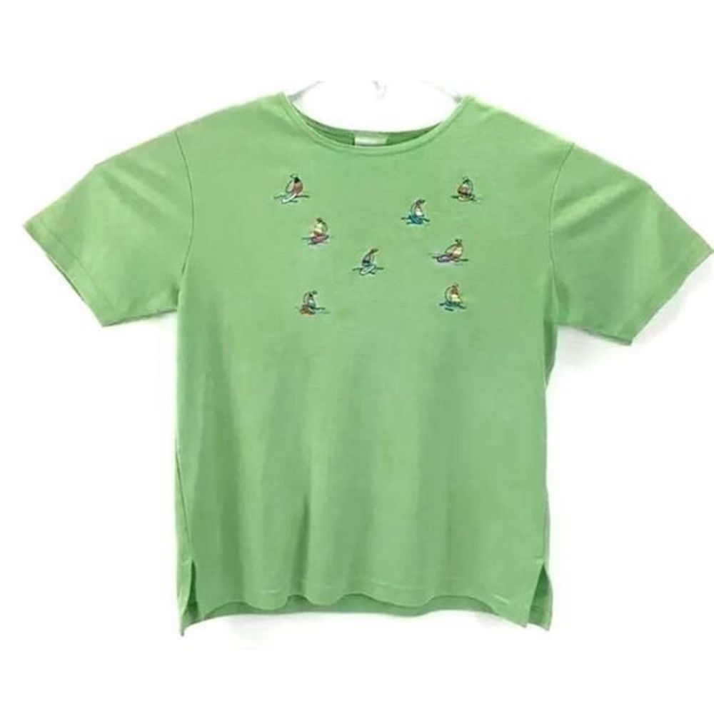 Vintage Links Sail Boats Embroidered  Shirt Medium